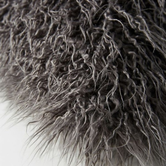 Anthropologie Grey Makura Faux Fur Pillow Cover - Picture 2 of 3